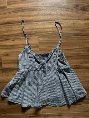 Abercrombie & Fitch Black and White Striped Spaghetti Strap Camisole